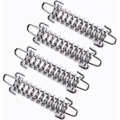 4 Pieces Shade Sail Spring, Shade Sail Tensioner Spring, Shade Sail Tension Spring, Camping Tent Tension Spring, Steel Tent Spring Rope Buckle (Silver)