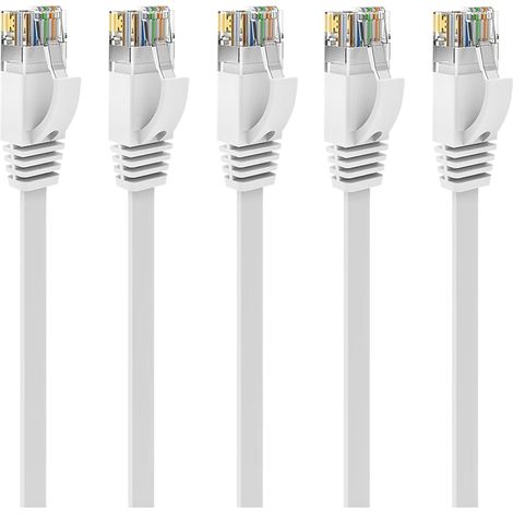 Ercielook Câble Ethernet 3m 5 Pièces - Cat6 Rj45 Plat Lan 1000 Mbit/s Câble Internet pour Routeur Switch PC Portable Smart TV (1/5)