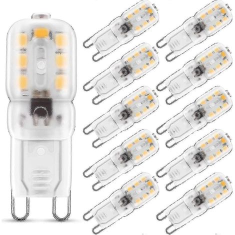 Lot de 10 ampoules LED G9 2 W blanc chaud 3000 K 230 V CA, équivalent à 25 W halogène (1/5)