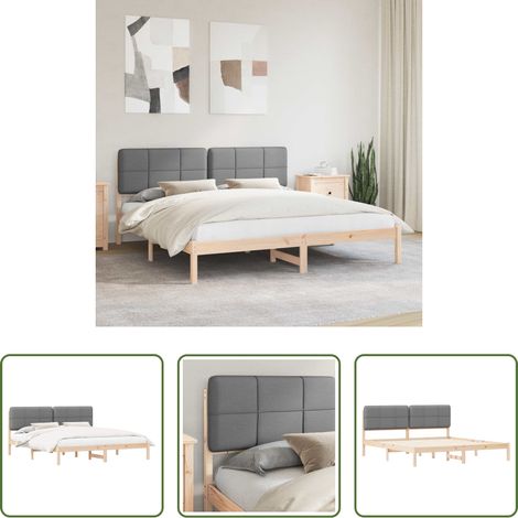 vidaXL Holzbett -  Bettgestell mit gepolstertem Kopfteil Hellgrau 180 x 200 cm (1/5)