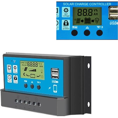 PWM-Solarladeregler mit Lichtzeitsteuerung, digitalem LCD-Display, 12 V/24 V, 60 A (1/5)