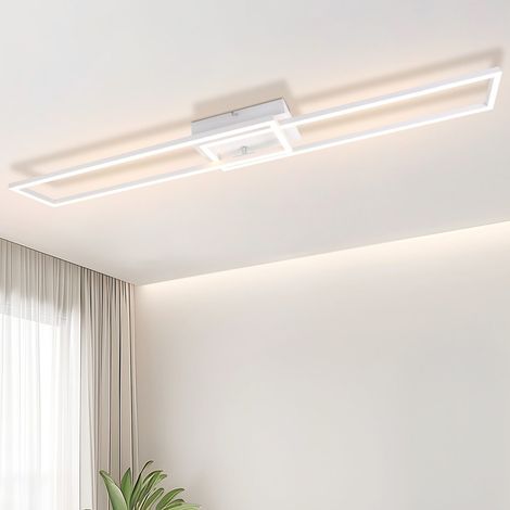 GBLY Plafoniera a LED-Lampada da Camera Moderna con Cornice Bianca 32W 3000K Lampada da Cucina Lampada da Sala da Pranzo Design Rettangolare Bianco Caldo per Soggiorno Sala da Pranzo