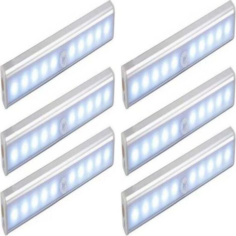 Set of 6 10-LED Lamps, Wireless, USB Rechargeable, Magnetic, Motion Sensor, Portable. Cupboard Light, Emergency Flashlight, Children’s Night Light, Supplementary Lighting (1/4)