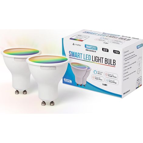 Ampoule Connectée LED Pack de 2, WiFi 2,4 GHz, GU10, Multicolore Changeante, Compatible, Maison Connectée, Dimmable (1/5)