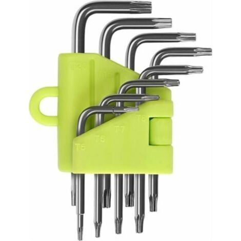 Clés Torx Coudée, Kit de 8 Pièces Clés Allen Torx, Tournevis Etoile T5 T6 T7 T8 T9 T10 T15 T20, Ensembles de Clés Outillage à Main Clés Hexagonales Torx (1/5)