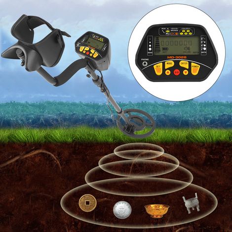 Détecteur de métaux portable MD-3028 avec écran LCD, haute sensibilité et localisation précise de l'or, bobine étanche