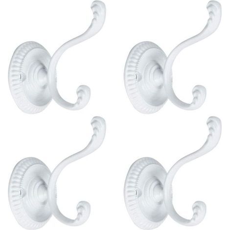 4pcs Patère Crochet Porte Manteau Murale pour Peignoir Serviette Crochet De Porte Salle de Bain Cuisine Crochet Alliage Zinc avec Vis blanc (1/4)