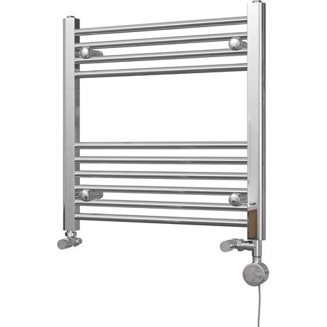Zennor - Chrome Dual Fuel Towel Rail H600mm x W600mm Thermostatic - Straight (1/3)