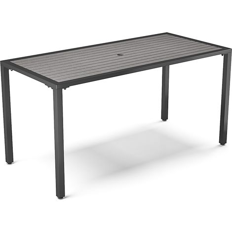 Grey 150cm Rectangular Outdoor Dining Table with Parasol Hole