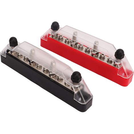 Set mit 2 Omnibus-Sammelschienen 48V 150A, 10 Klemmen + 20 Steckverbinder, Verteilerblock für Pkw und Wohnmobile, M6x4- und M4x6-Schrauben (1/5)