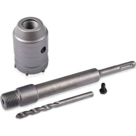 Scie cloche SDS 40 mm + bielle 200 mm + foret hélicoïdal + vis de positionnement, pour murs en béton armé, briques, ouvertures de climatisation (1/4)
