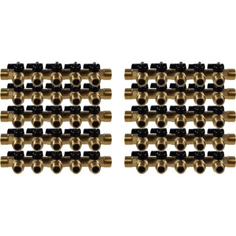 10 Collecteurs mini-vanne mâle 3/4" (20/27) - femelle 1/2" (15/21) - 5 piquages mâle 1/2" (15/21) - Arcanaute