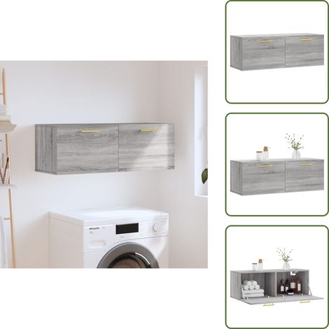 Armoire murale sonoma gris 100x36,5x35 cm bois d'ingénierie - Armoire Murale - Meuble De Rangement - Étagère Murale - Rangement Mural - Armoire Grise (1/5)