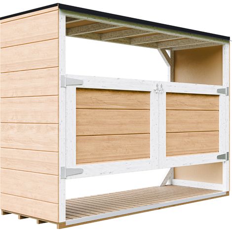 Caseta jardin exterior – cobertizo jardin exterior para cubos basura 3x240L con puertas, caseta de madera para almacenaje exterior, armario jardín exterior – Timbela M982A-HARVEST HONEY