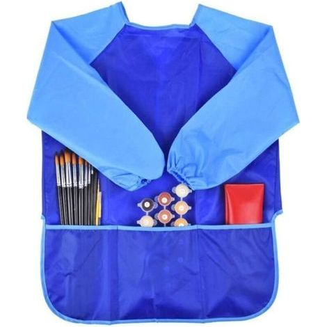 Grembiule per bambini - Non specificato - Grembiule impermeabile - Maniche lunghe - 3 tasche - Blu (1/3)