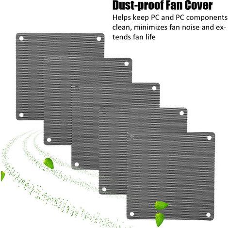 5 Housses Antipoussière pour Ventilateurs d'Ordinateur 12x12 cm Noir