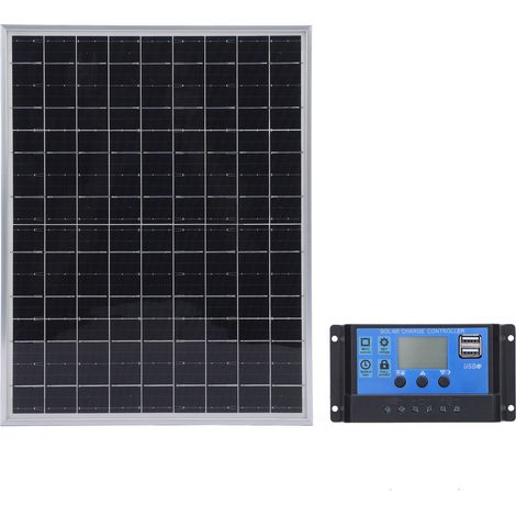 Panneau solaire portable 15 W 12 V/24 V à adaptation automatique avec contrôleur 60 A, panneau solaire monocristallin pour le camping et les activités de plein air. (1/5)