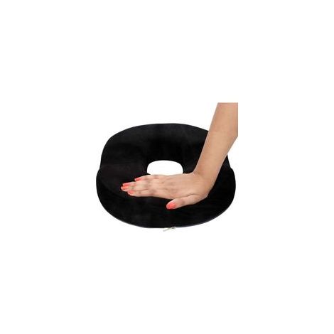 Cojín de asiento de espuma viscoelástica de 41 x 33 x 6 cm en terciopelo negro, cojín ortopédico para el coxis para aliviar las hemorroides y el dolor de próstata, para el hogar, el coche y la oficina