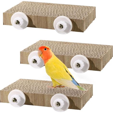 Plateforme Perchoir à Gratter pour Perroquet et Oiseaux, Accessoire de Cage, Lot de 3 (1/5)