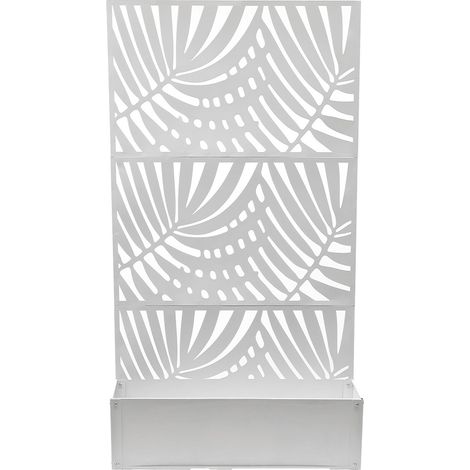 Fioriera con spalliera graticola rettangolare alta cm 173x92 in Metallo bianca Separè divisorio vaso Decorativo per Piante Rampicanti Design Geometrico Moderno per Casa Bar Ristoranti