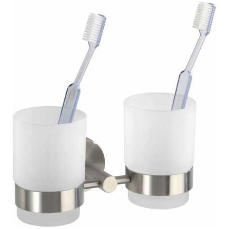 Bicchiere portaspazzolini con supporto Duo Bosio satinato WENKO (1/4)
