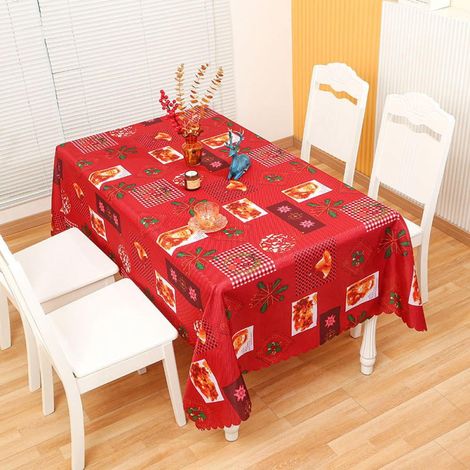 Nappe De Noel - Nappe De Table Rectangulaire Imperméable Lavable En Polyester - Décoration De Fête Pour Intérieur - 150 x 180 cm (1/5)