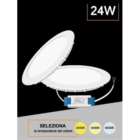Pannello Led A Incasso Faretto Slim 24 Watt 3 Colori Luce Bianca Calda Naturale (1/4)