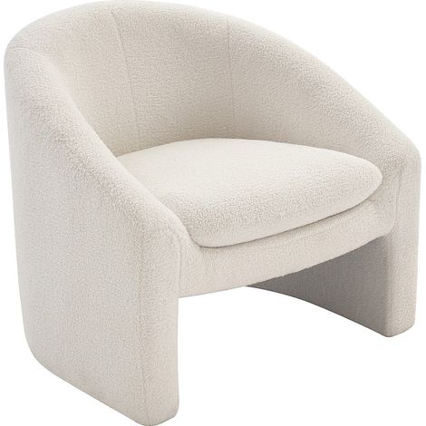 Vente-Unique – Fauteuil relax en tissu bouclette blanc – 100% polyester – Dimensions 83x74x74cm – Assise déhoussable – Charge max 120kg