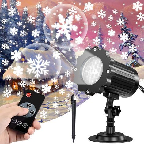 Projecteur LED flocon de neige IP65 – Étanche avec télécommande – Projection jusqu\'à 20m² – 3 modes de vitesse – Ambiance Noël extérieure (1/5)