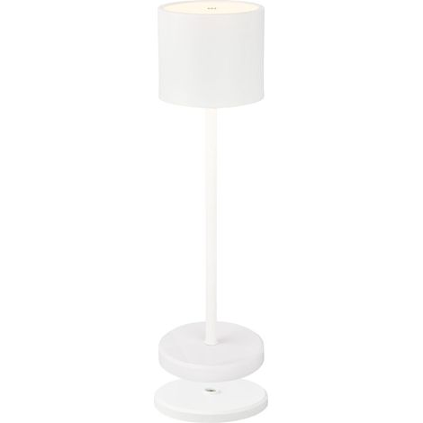 B.K.Licht Lampe de table LED sans fil IP44, variateur, tactile, sans fil, protection contre les éclaboussures, blanc, 39,5 x 12,5 cm