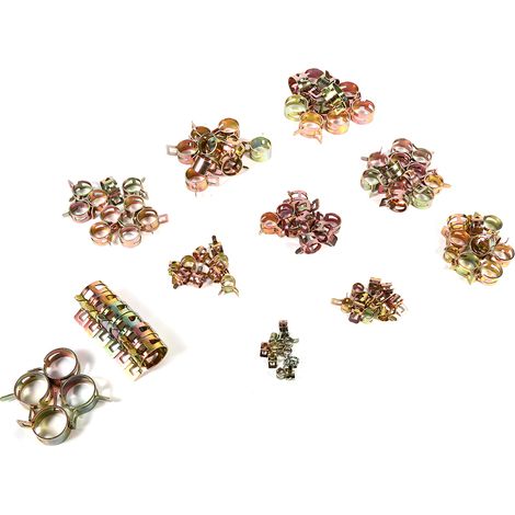 100 pinces de ressort auto 10 tailles collier de serrage tuyau essence eau tube (1/5)