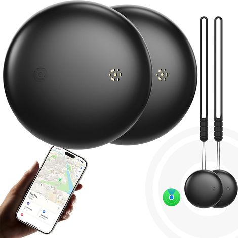Localizadores de artículos - Paquete de 2 etiquetas inteligentes Air Tracker compatibles con la aplicación Find My (solo iOS 14.5+), seguimiento mundial, batería reemplazable, rastreador para llaves,  (1/5)