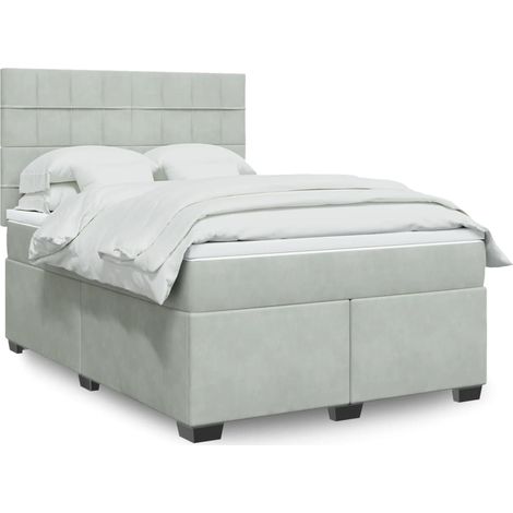 Boxspringbett mit Matratze Hellgrau 140x190 cm Samt
