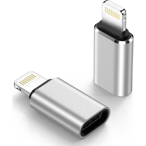 Adattatore da USB-C a Lightning (confezione da 2), adattatore da Lightning a USB-C PD per ricarica rapida e trasferimento dati, adattatore USB-C per iPhone 14, 13, 12, 11, iPad, non per cuffie/audio/O