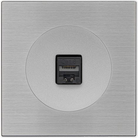 Prise RJ45 Cat6 ALU GLOSSY DOM avec plaque simple métallisée gris – Connectivité et design moderne (1/5)