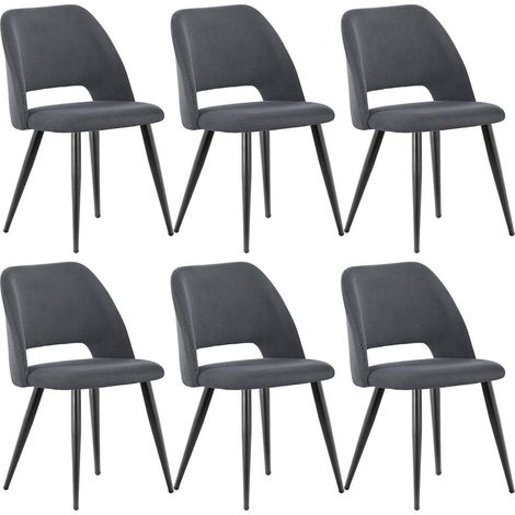 6er Set Esszimmerstühle Cordstoff Schwarz Ergonomisch & Robust (1/5)