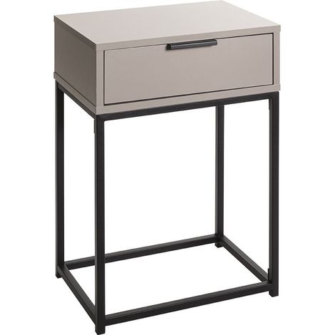 Table de chevet console 1 tiroir coloris cachemire avec structure métal noir - Longueur 40 x Profondeur 28 x Hauteur 60 cm (1/5)