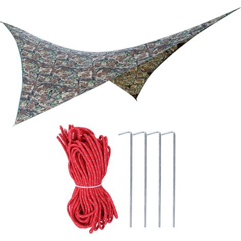 1 tente hamac portable d'extérieur imperméable, abri en bâche camouflage 275275cm (1)