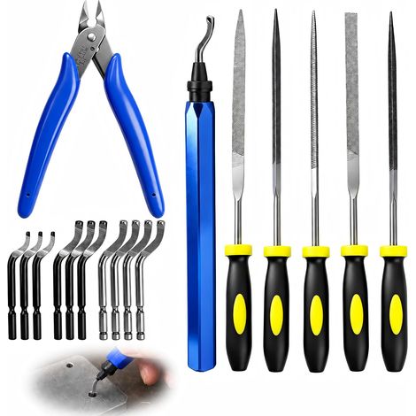 Kit Ebavureur 10 Lames, Outil Ébavurage avec 5 Limes et Pince Coupante (1/5)