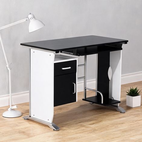 Bureau branco e Preto en mDF e métal 100 x 52 x 75 cm (1/5)