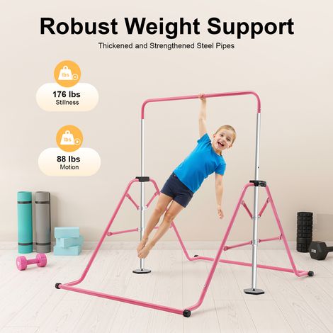 Klimmzugstange für den Innenbereich, geeignet für das Training von Jugendlichen und als Heimfitnessgerät. Höhenverstellbar von 45,27 bis 61 Zoll. Klappbare Stange mit einer Tragkraft von 176 Pfund. (1/5)
