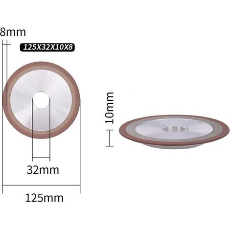Meule Diamantée en Résine 125mm OD, 32mm ID, Meule Diamant d'Affûtage de Meule Abrasive, pour Meulage, Polissage de Acier Dur, Pierre (1/4)