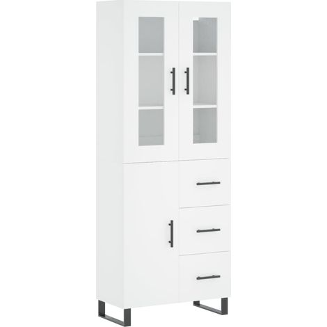 Credenza cassettiera mobile contenitore organizer cucina soggiorno salotto alto 695 x 34 x 180 cm legno ingegnerizzato bianco 020032630