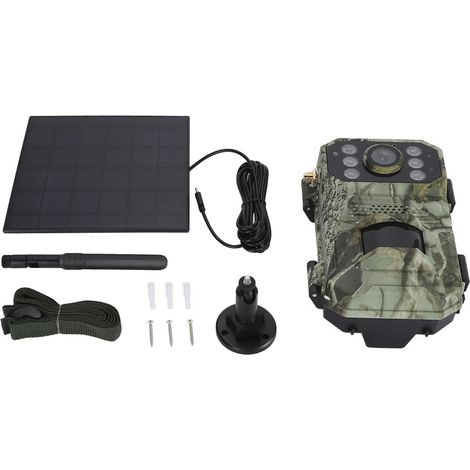 Ortviai Caméra de chasse 4K avec réseau 4G LTE, vision nocturne, détection de mouvement, panneau solaire intégré et étanchéité IP66