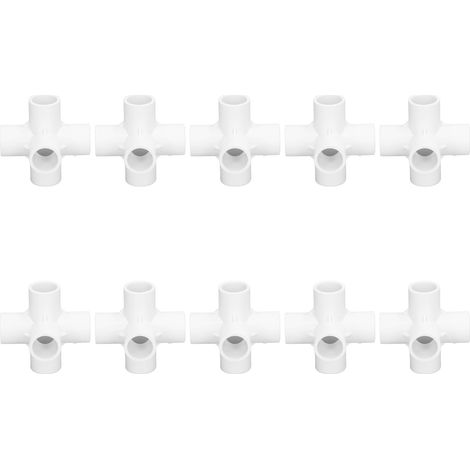 10 Stück 6-Wege-PVC-Rohrverbinder, Winkel für Leitungen mit 25 mm Innendurchmesser, Weiß