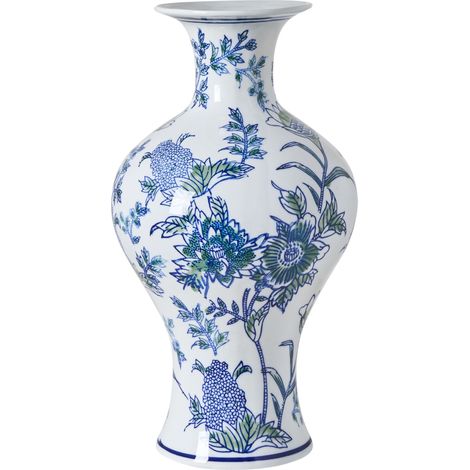 Flower Vase White and Blue Porcelain Decorative Table Accessory Antique Vintage BERGA