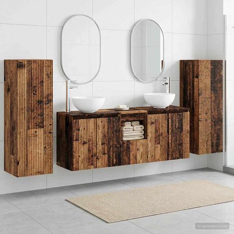 vidaXL Juego de muebles de baño 5 uds. Madera envejecida (1/5)