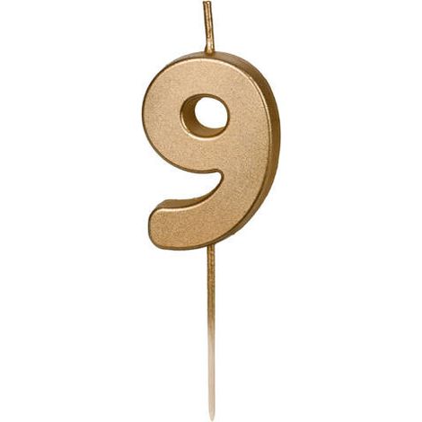 Geburtstagskerze, Zahl 9, gold, 5,5 cm (1/3)