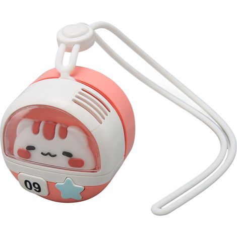 Mini ventilateur de cou, trois vitesses de ventilation, rechargeable par USB, ventilateur de cou portable sans pales à motif chat, idéal pour les voyages et le camping. (1/5)