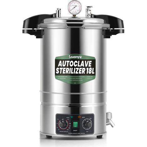 Autoclave 18L Stérilisateur électrique, temp. et durée réglables Autoclave à ouverture rapide Stérilisateur à vapeur haute pression pour laboratoires Universités (1/5)